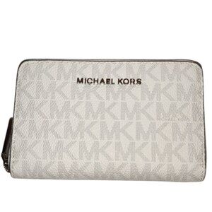 Michael Kors Jet Set Small Zip Around Card Case Wallet Gold tone hardware